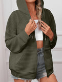Waffle Zip Hooded Casual Jacket_CWOHOL00812
