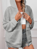 Waffle Zip Hooded Casual Jacket_CWOHOL00812