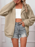 Waffle Zip Hooded Casual Jacket_CWOHOL00812