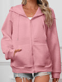 Waffle Zip Hooded Casual Jacket_CWOHOL00812