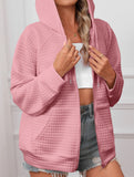 Waffle Zip Hooded Casual Jacket_CWOHOL00812