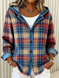 Loose Plaid Hooded Cardigan Sweatshirt_CWOHOL00816