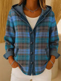 Loose Plaid Hooded Cardigan Sweatshirt_CWOHOL00816