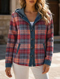 Loose Plaid Hooded Cardigan Sweatshirt_CWOHOL00816