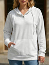 Solid Hooded Drawstring Pocket Sweatshirt