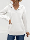 Solid Hooded Drawstring Pocket Sweatshirt