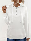 Solid Hooded Drawstring Pocket Sweatshirt