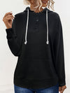 Solid Hooded Drawstring Pocket Sweatshirt