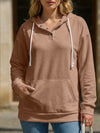 Solid Hooded Drawstring Pocket Sweatshirt