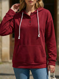 Solid Hooded Drawstring Pocket Sweatshirt_CWOHOL00826