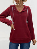 Solid Hooded Drawstring Pocket Sweatshirt_CWOHOL00826