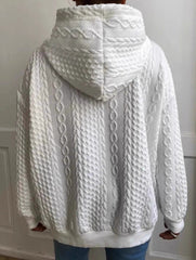 Plus Size Hooded Cable Knit Sweatshirt