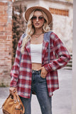 Women Flannel Plaid Hoodie Shacket_Cwohol0162