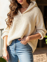 Loose casual oversized hooded pullover sweater