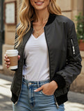 Casual solid color zip-up jacket