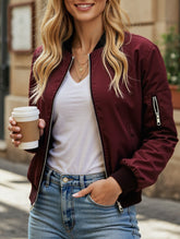 Casual solid color zip-up jacket