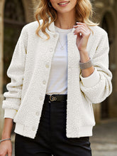 Casual Cropped Button Long Sleeve Jacket