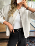 Casual Cropped Button Long Sleeve Jacket