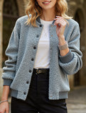 Casual Cropped Button Long Sleeve Jacket