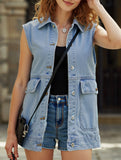 Fashionable women's denim vest waistcoat
