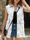 Fashionable women's denim vest waistcoat