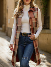 Vintage mid-length sleeveless lapel cardigan