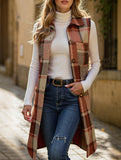 Vintage mid-length sleeveless lapel cardigan