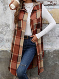 Vintage mid-length sleeveless lapel cardigan