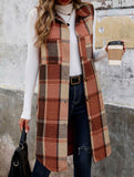 Vintage mid-length sleeveless lapel cardigan