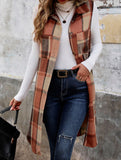 Vintage mid-length sleeveless lapel cardigan