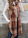 Vintage mid-length sleeveless lapel cardigan