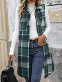 Vintage mid-length sleeveless lapel cardigan