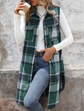 Vintage mid-length sleeveless lapel cardigan