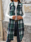 Vintage mid-length sleeveless lapel cardigan