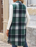 Vintage mid-length sleeveless lapel cardigan