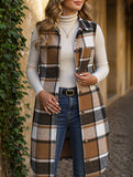 Vintage mid-length sleeveless lapel cardigan