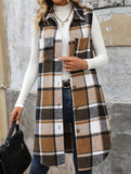 Vintage mid-length sleeveless lapel cardigan