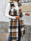 Vintage mid-length sleeveless lapel cardigan