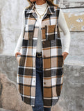 Vintage mid-length sleeveless lapel cardigan