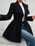 Fashion lapel slim long coat