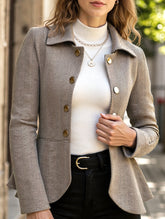 Lapel jacquard ruffle slim double-breasted suit jacket