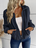 Hot selling solid color long sleeve lapel jacket