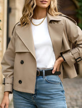 Vintage lapel double-breasted lace-up trench coat