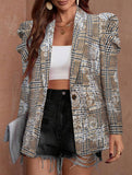 Puff-sleeved pleated loose long-sleeved suit jacket