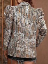 Puff-sleeved pleated loose long-sleeved suit jacket