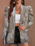 Puff-sleeved pleated loose long-sleeved suit jacket