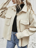 Lapel single-breasted thick solid color loose coat
