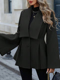 Waisted large lapel pleated jacket