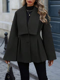 Waisted large lapel pleated jacket