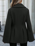 Waisted large lapel pleated jacket
